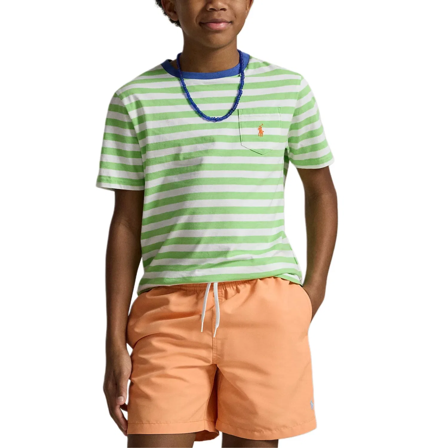 Футболка классическая детская Polo Ralph Lauren бело-зеленая — фото 4