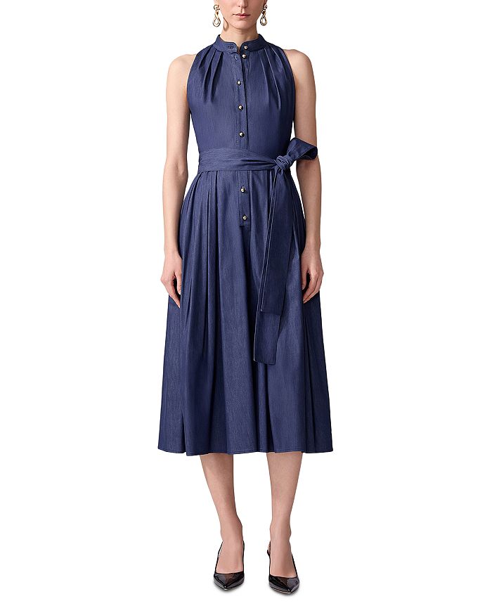 

Поясное платье миди Carolina Herrera, синий