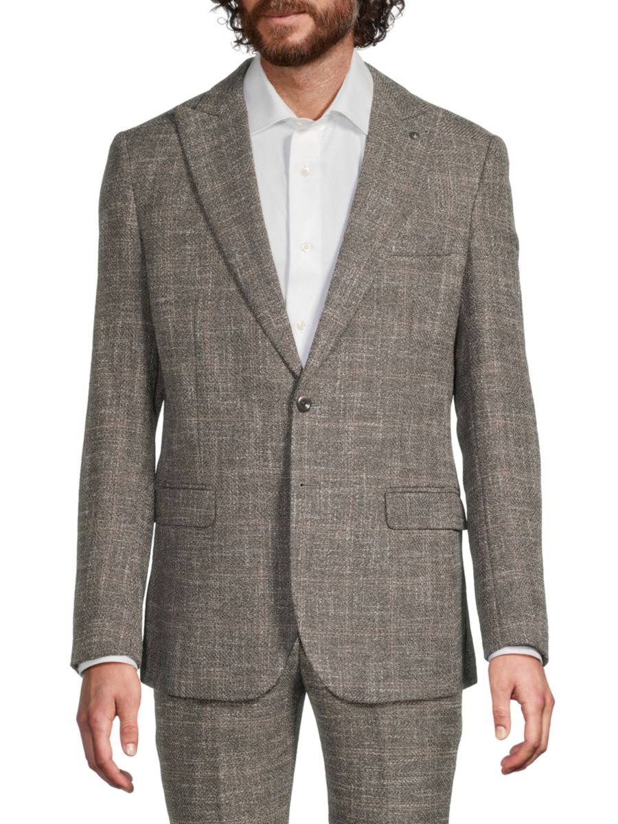 

Спортивное пальто Slim Fit Crosshatch Windowpane Tahari, серый