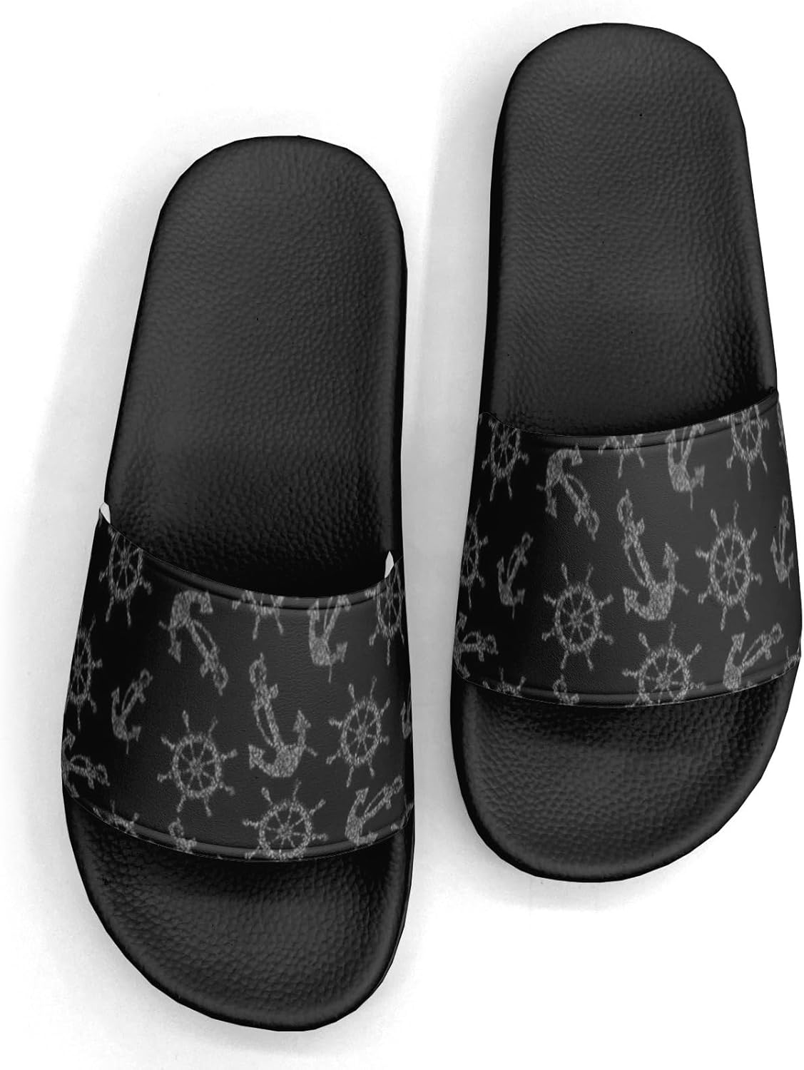 

Морские якоря Дизайн тапочки сандалии для женщин и мужчин, повседневные спортивные сандалии, тапочки для бассейна, душа, для дома и улицы Generic, черный/темно-синий