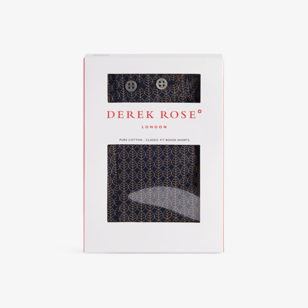 

Боксеры из хлопкового поплина с принтом, средняя посадка Derek Rose, синий