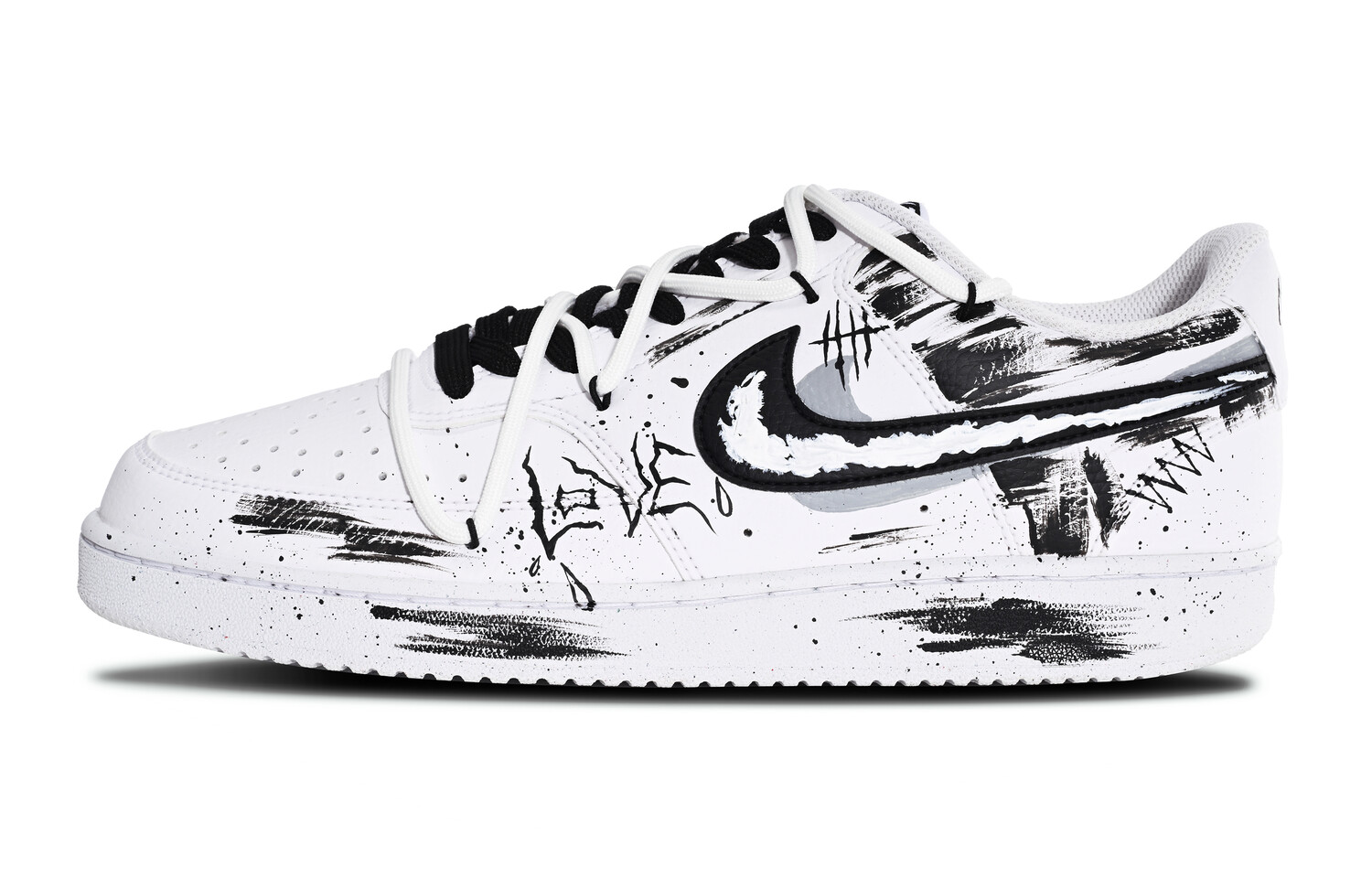 

Кроссовки Nike Court Vision 1 Skateboard Shoes Men Low-Top Black White, Черный, Кроссовки Nike Court Vision 1 Skateboard Shoes Men Low-Top Black White