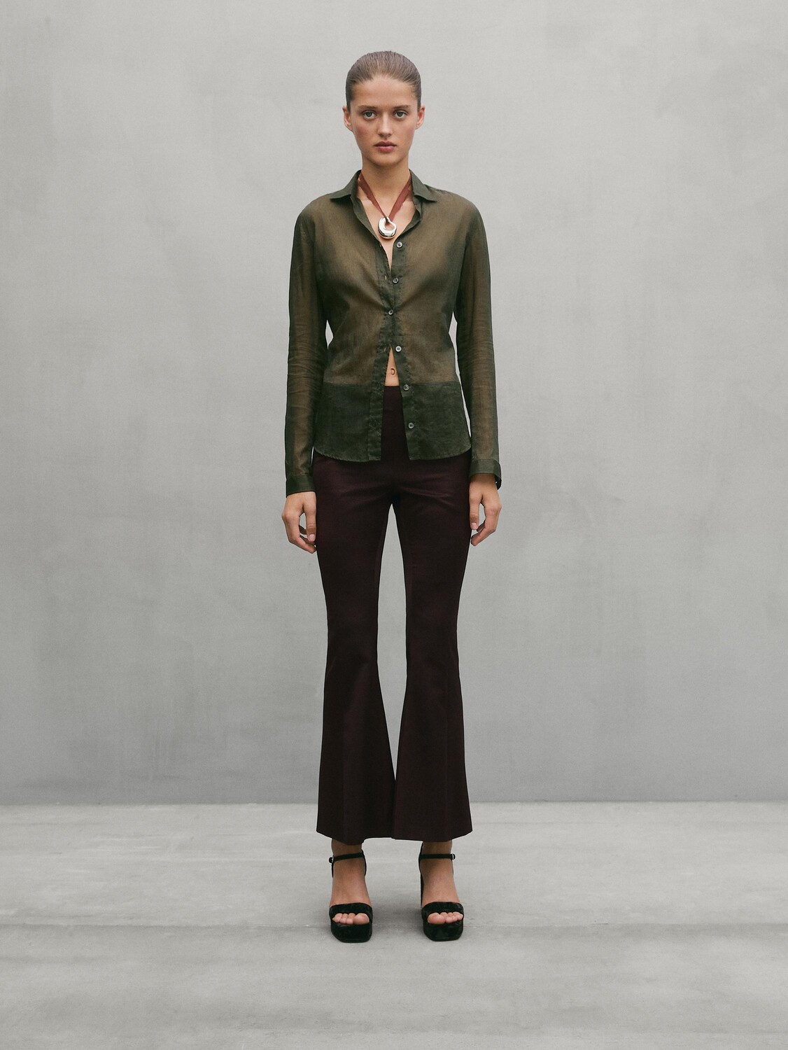 

Текстурированная рубашка из 100% хлопка - студия Massimo Dutti, зеленый