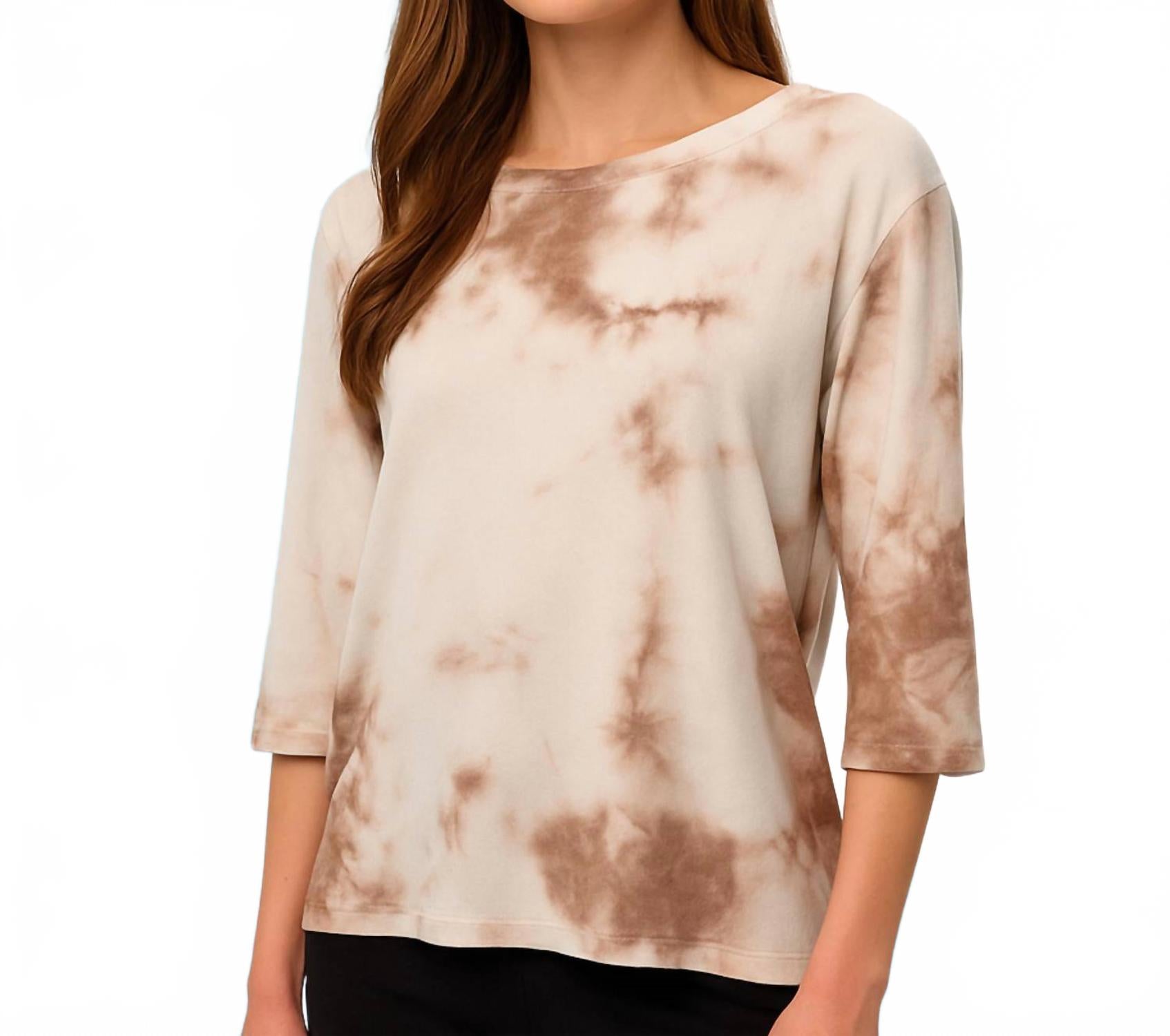 

Топ с круглым вырезом и принтом тай-дай в белом/бежевом цвете French Kyss, белый/бежевый