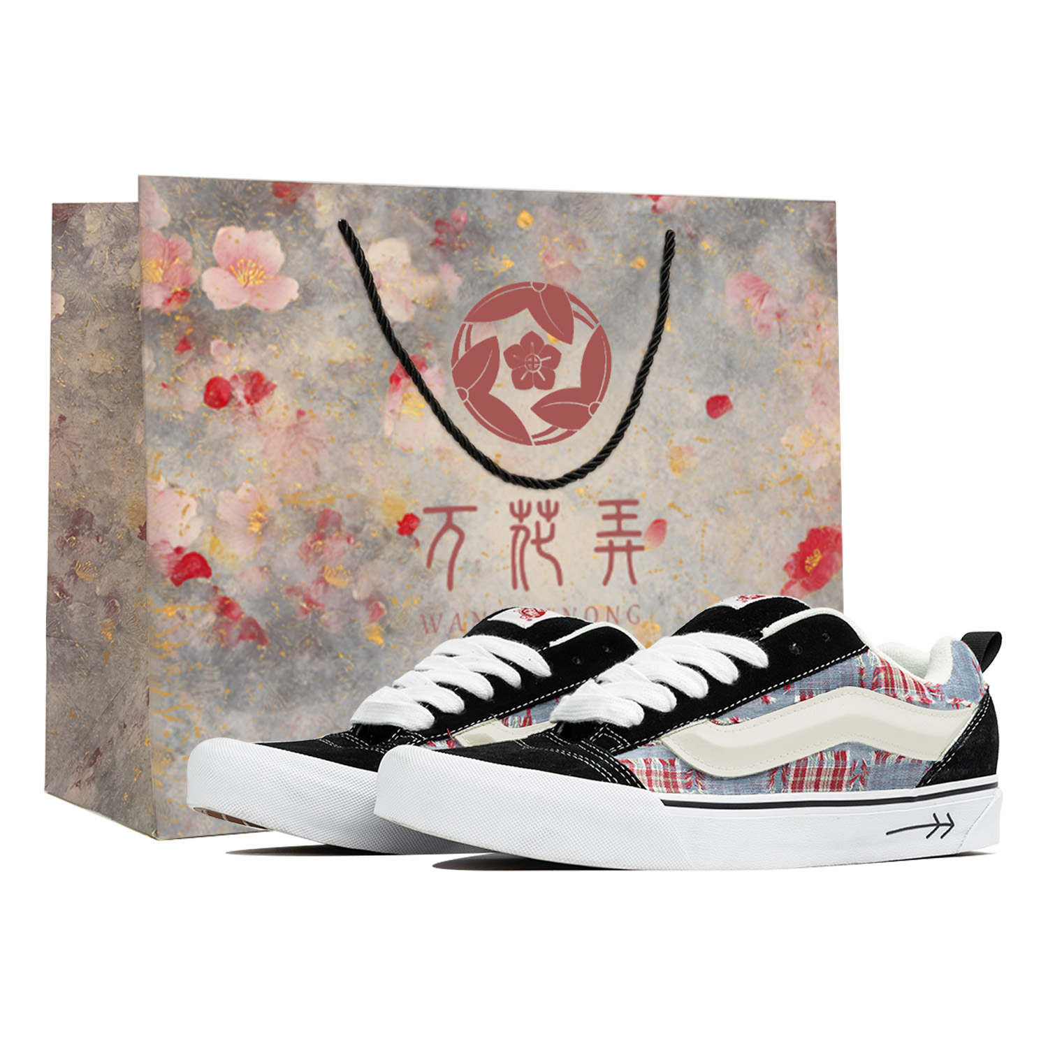 

Vans Скейтбордные кроссовки Knu Skool, унисекс, низкие, черно-бело-красные