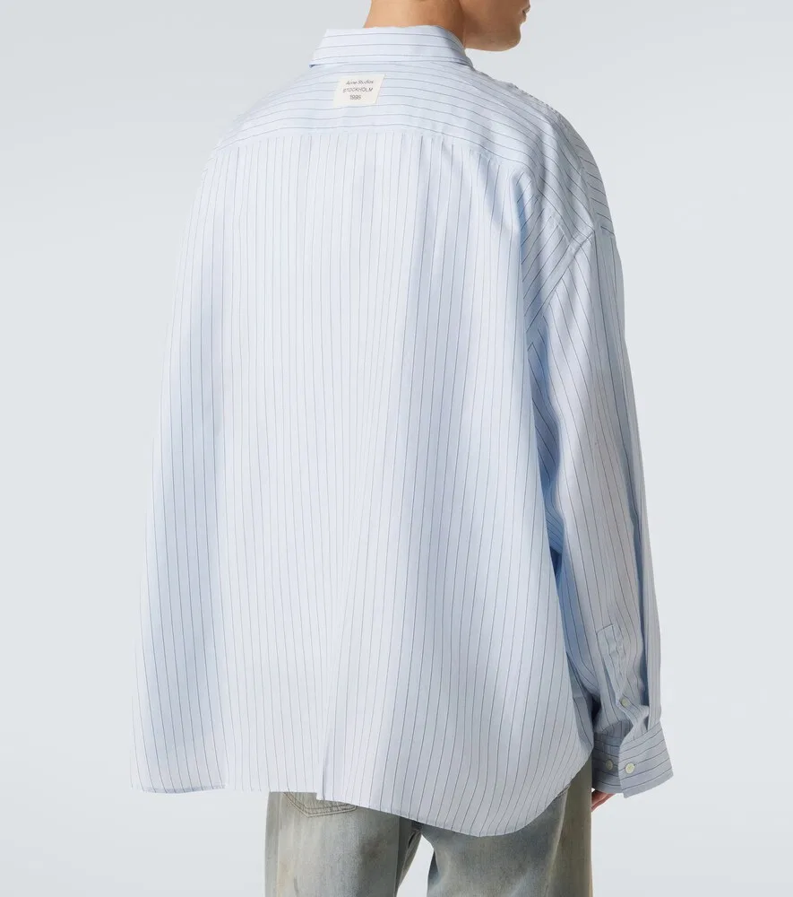 Полосатая рубашка Acne Studios, синий — фото 4