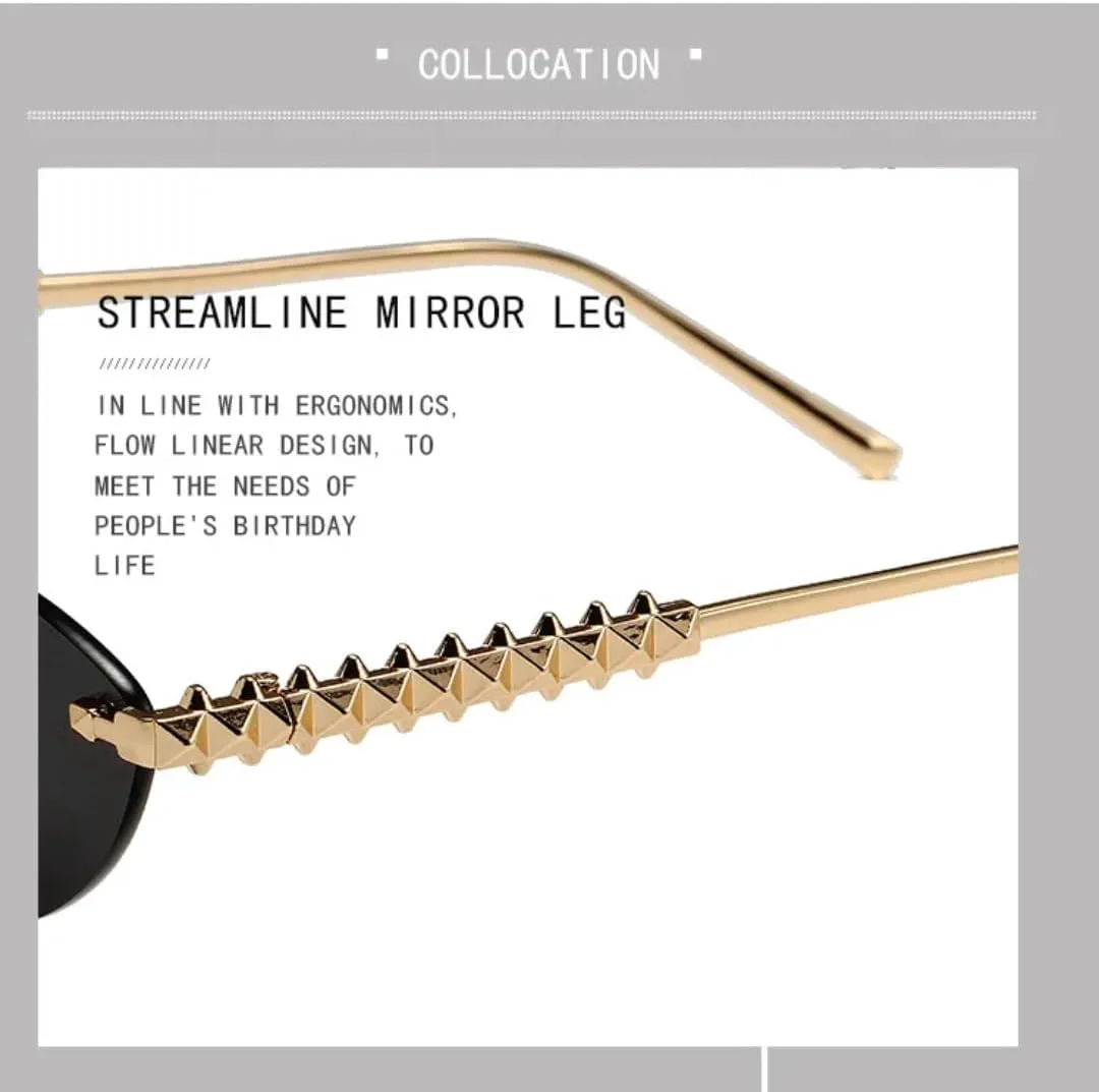 

Солнцезащитные очки «кошачий глаз» без оправы для женщин и мужчин, с металлическими заклепками на дужках, с защитой от УФ-излучения TOIPASTN, Silvery White