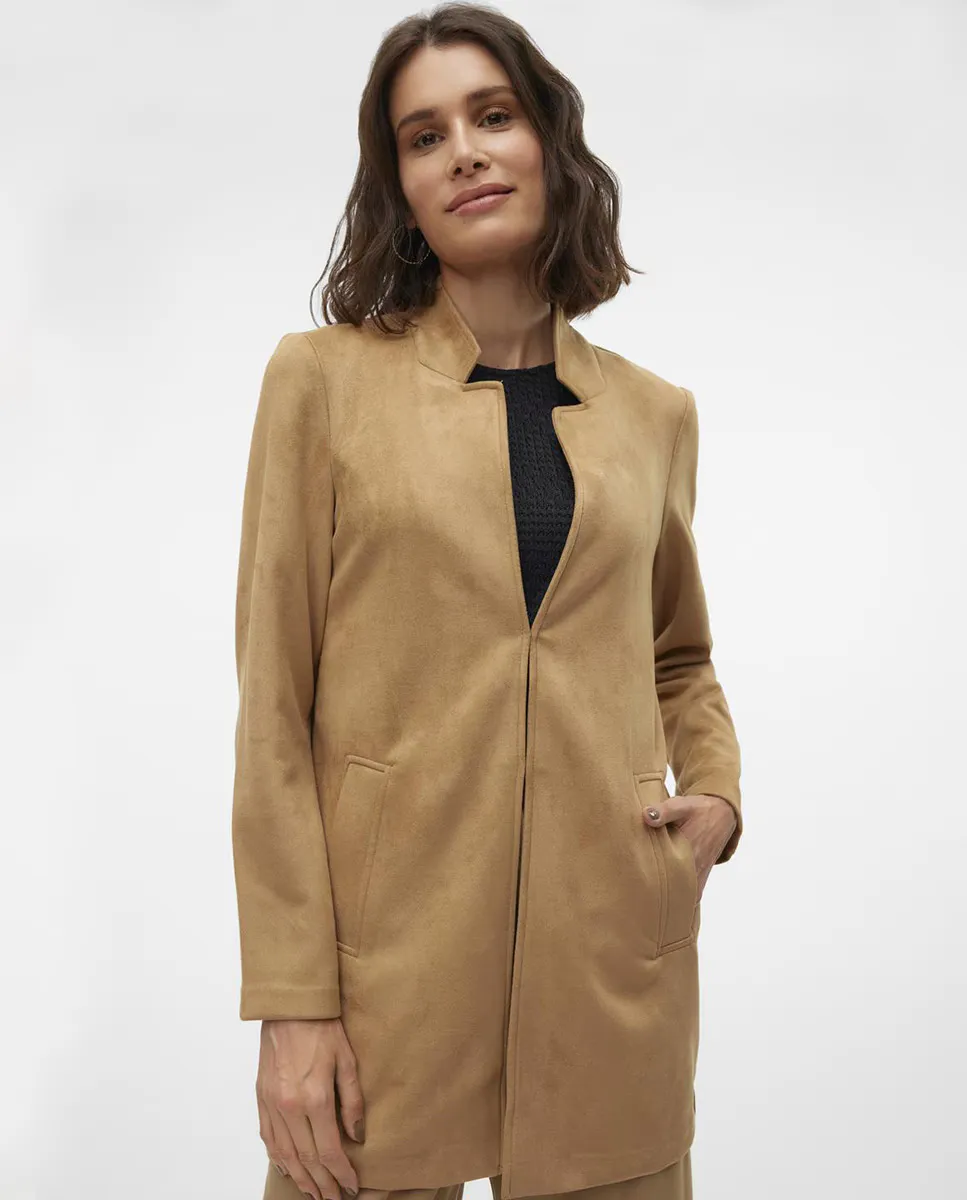 

Женское замшевое пальто миди Vero Moda, цвет Camel
