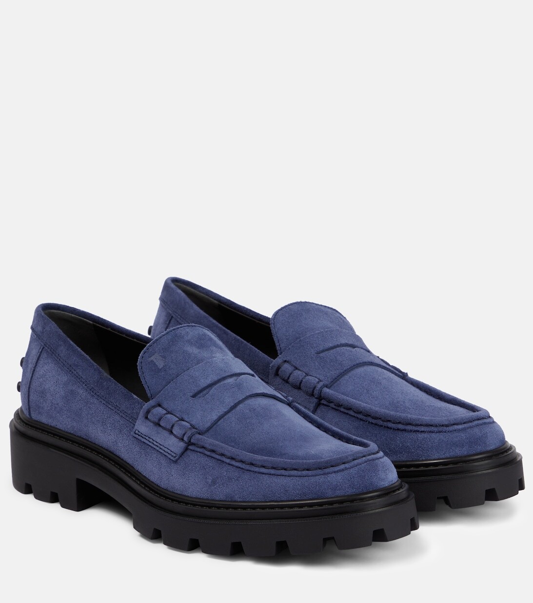 Замшевые пенни-лоферы на платформе Tod's, синий