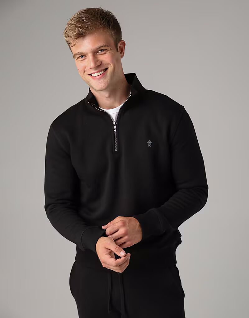 

Джемпер из хлопковой смеси с застежкой-молнией на половину длины, черный French Connection