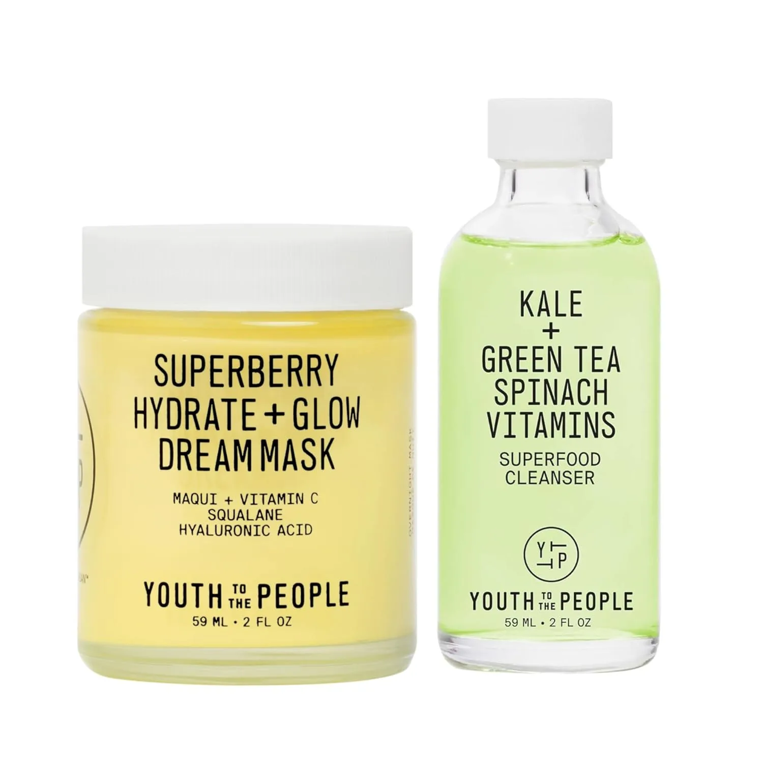 Набор Youth To The People — Rinse + Rest Travel Size Duo, набор из 2 средств: очищающее средство Superfood Kale + Green Tea Face Wash и ночная маска