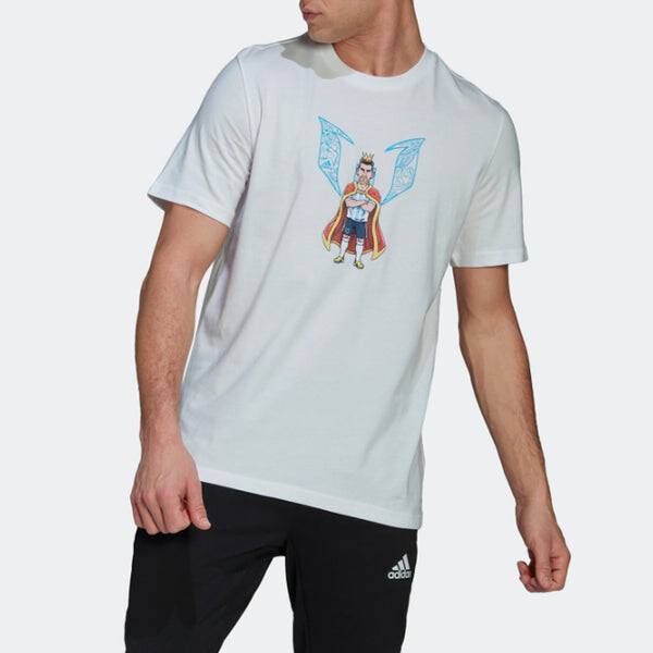 Футболка Men's adidas MESSI 3K G T Series Soccer/Football Sports Round Neck Short Sleeve White, мультиколор — фото 2