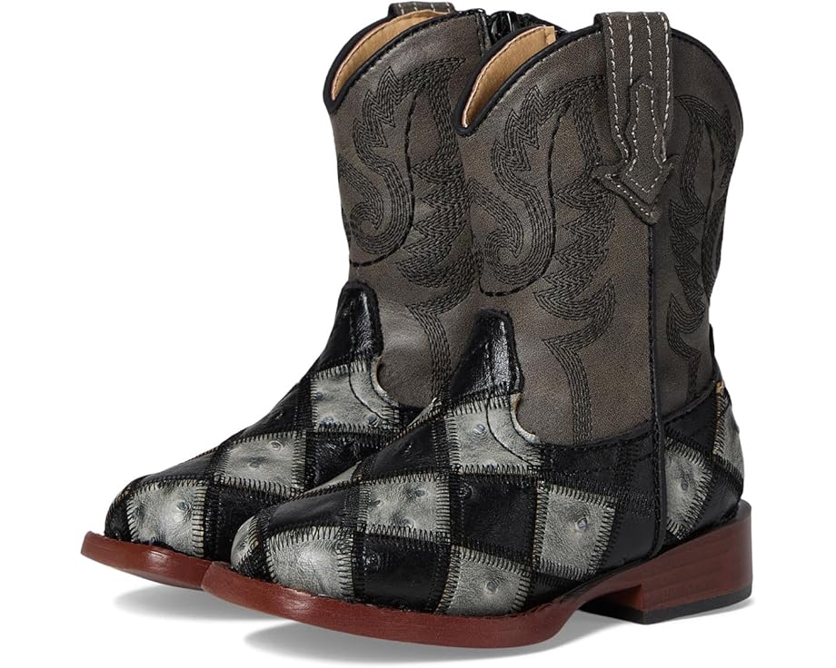 

Детские ботинки Roper Kids Bird Blocks, Black/Grey Faux Ostrich Patchwork Vamp