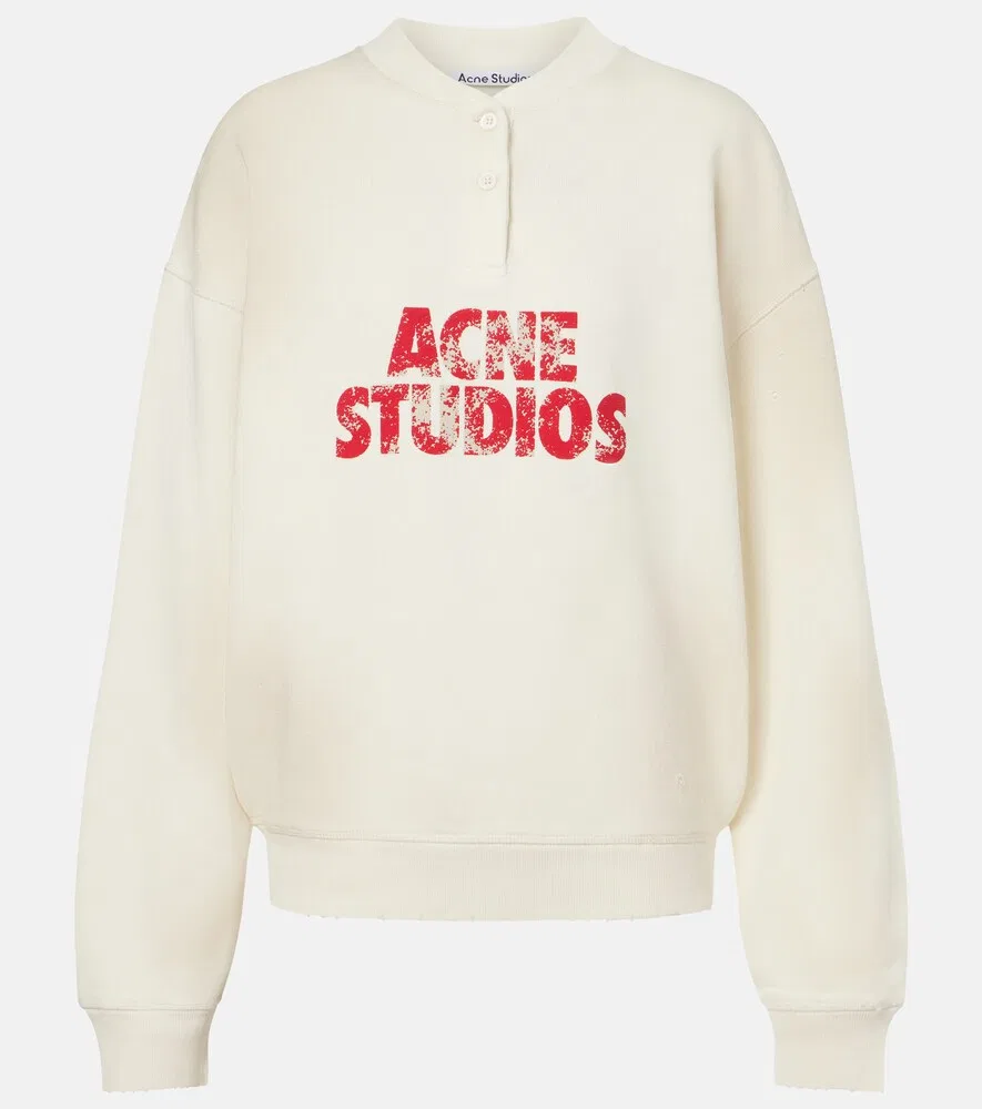Толстовка из хлопкового трикотажа с логотипом Acne Studios, белый