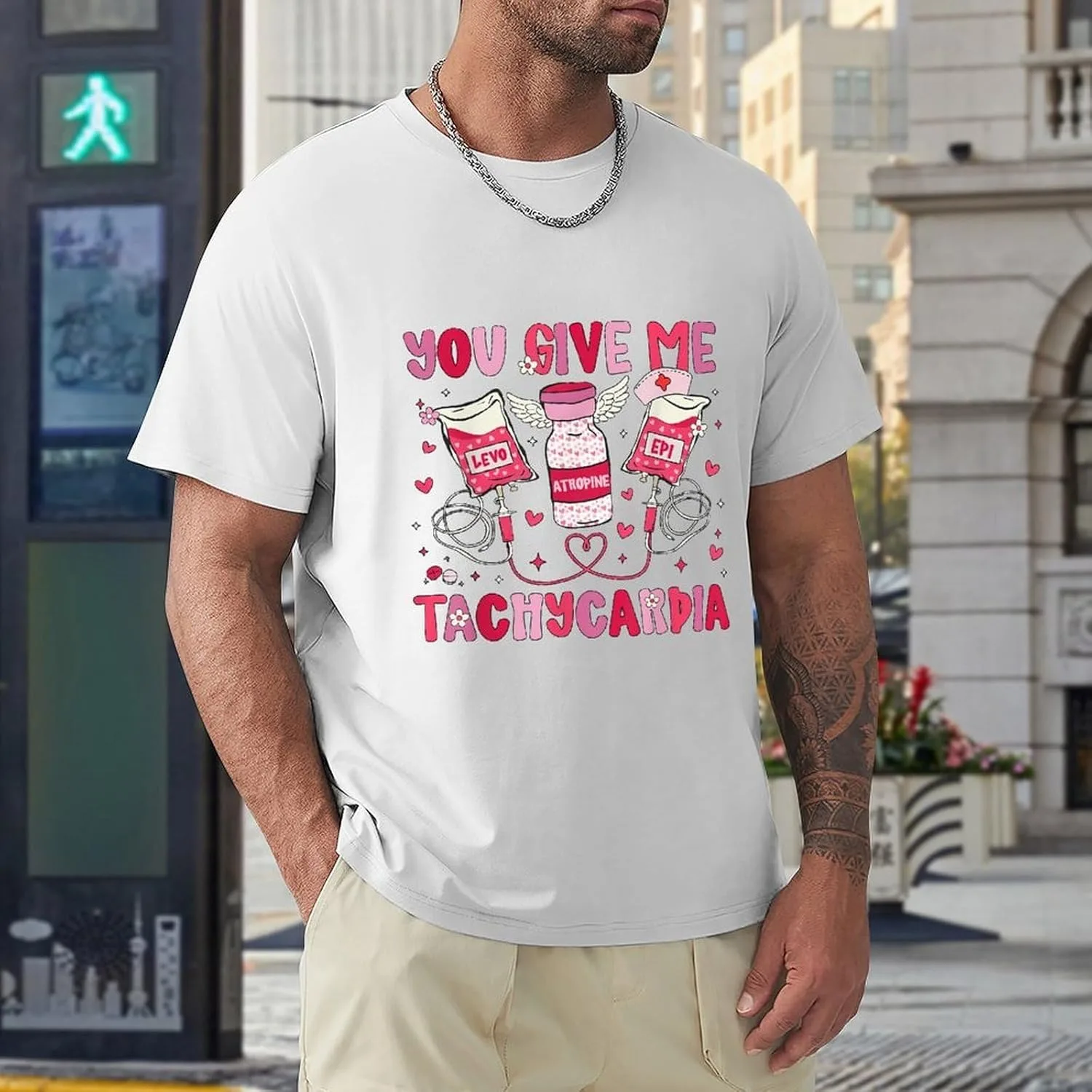 Футболка You Give Me Tachycardia Medical Valentine Nurse модная мягкая дышащая повседневная топ эстетичная новинка Generic, белый — фото 2
