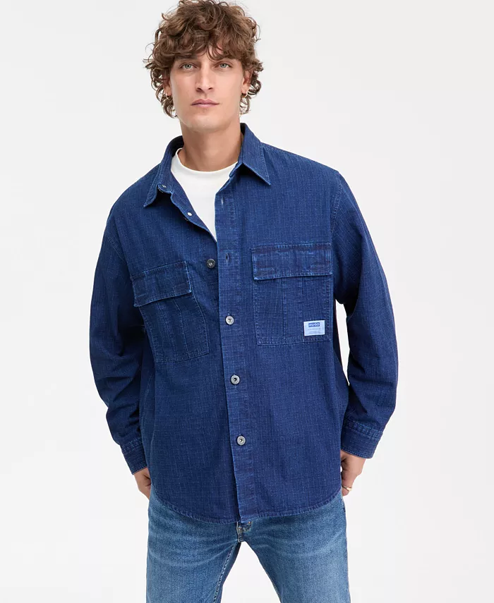 

Эбарго рубашка-куртка на пуговицах с клетчатым денимом Hugo Boss, синий