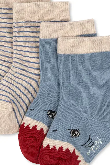 Носки детские 2 пары с узором SHARK RIB SOCKS 2 шт Konges Sløjd, мультиколор — фото 2