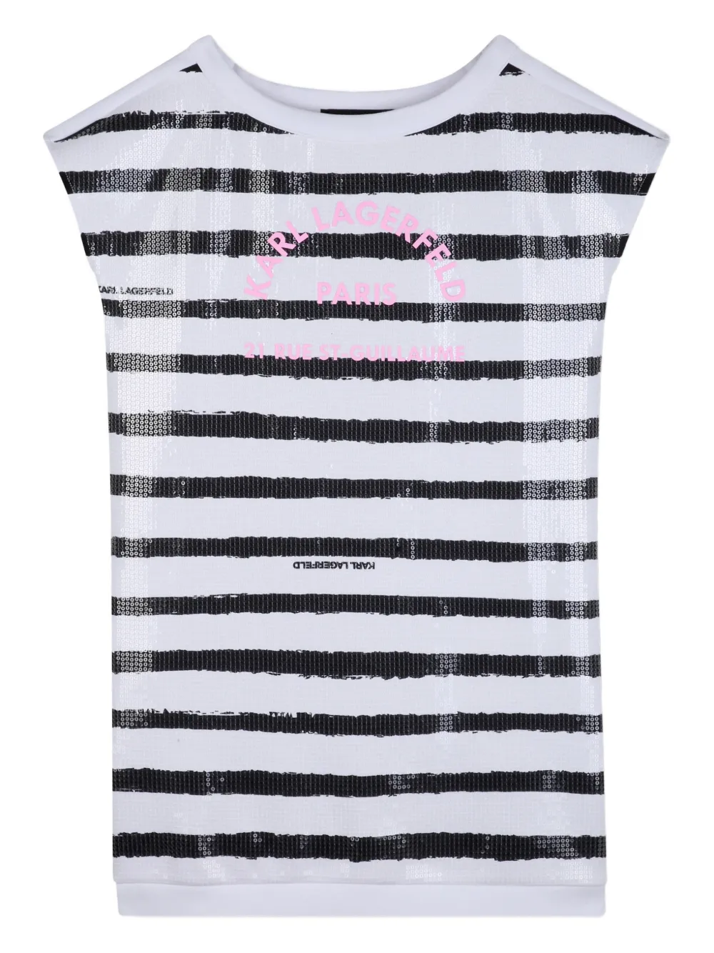 

Платье в полоску с пайетками Karl Lagerfeld Kids, белый