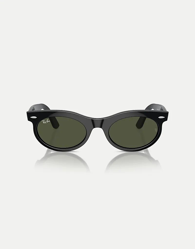 

Солнцезащитные очки Ray-Ban Wayfarer овальной формы с зелеными линзами в черном цвете