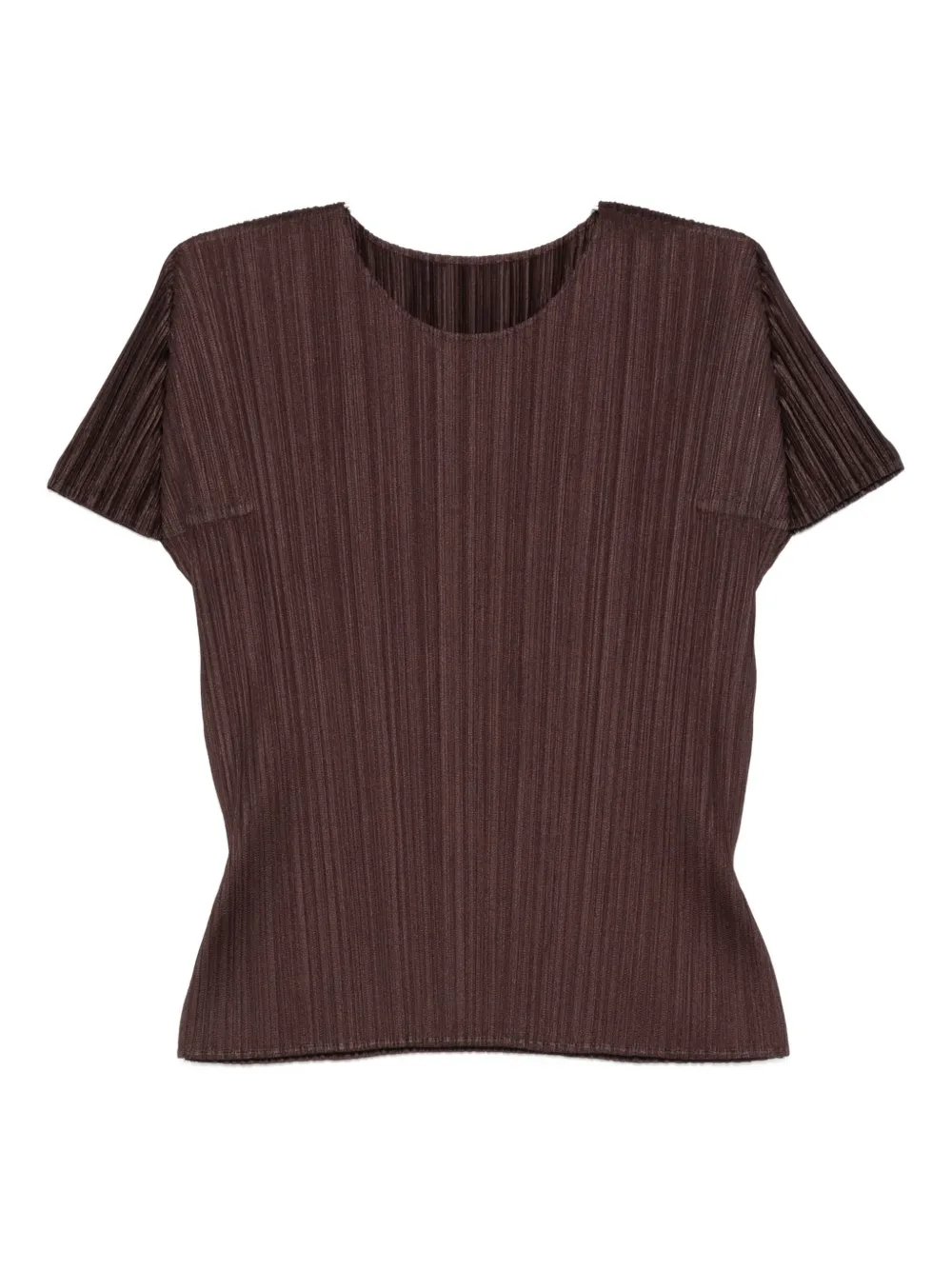 

Плиссированный топ с круглым вырезом Pleats Please Issey Miyake, коричневый