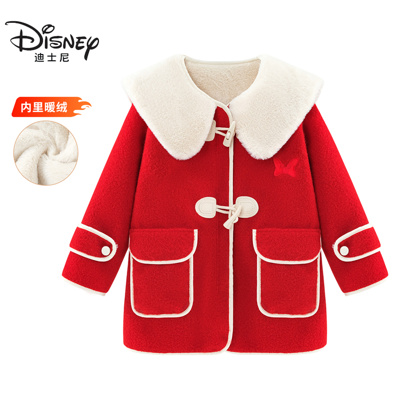 Disney Однотонный полупальто из нейлона для детей 3-7 лет на осень-зиму, red — фото 3