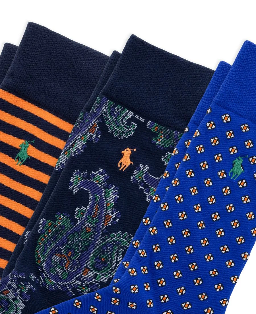 Мужские носки с принтом, комплект из 3 пар Polo Ralph Lauren, Royal — фото 2