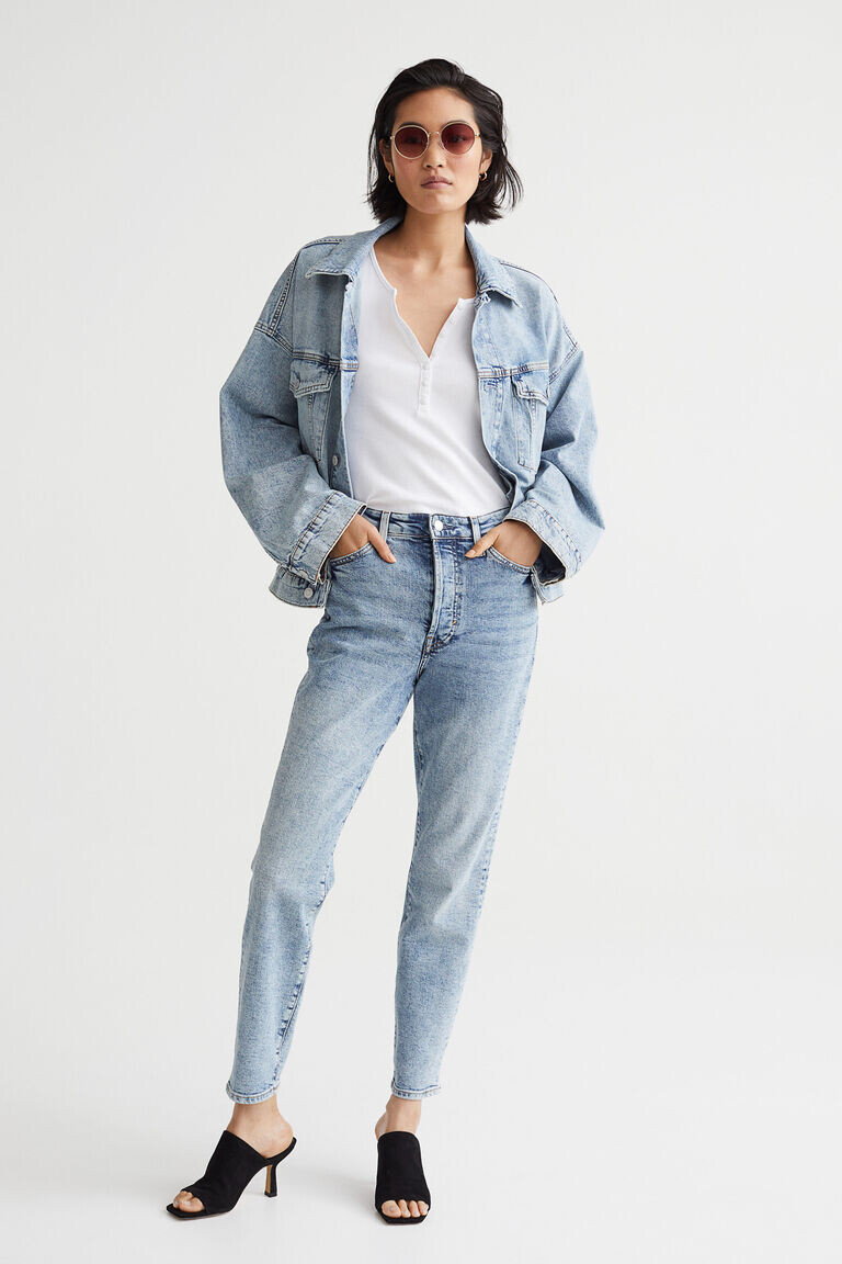 

Джинсы mom high до щиколотки H&M, синий