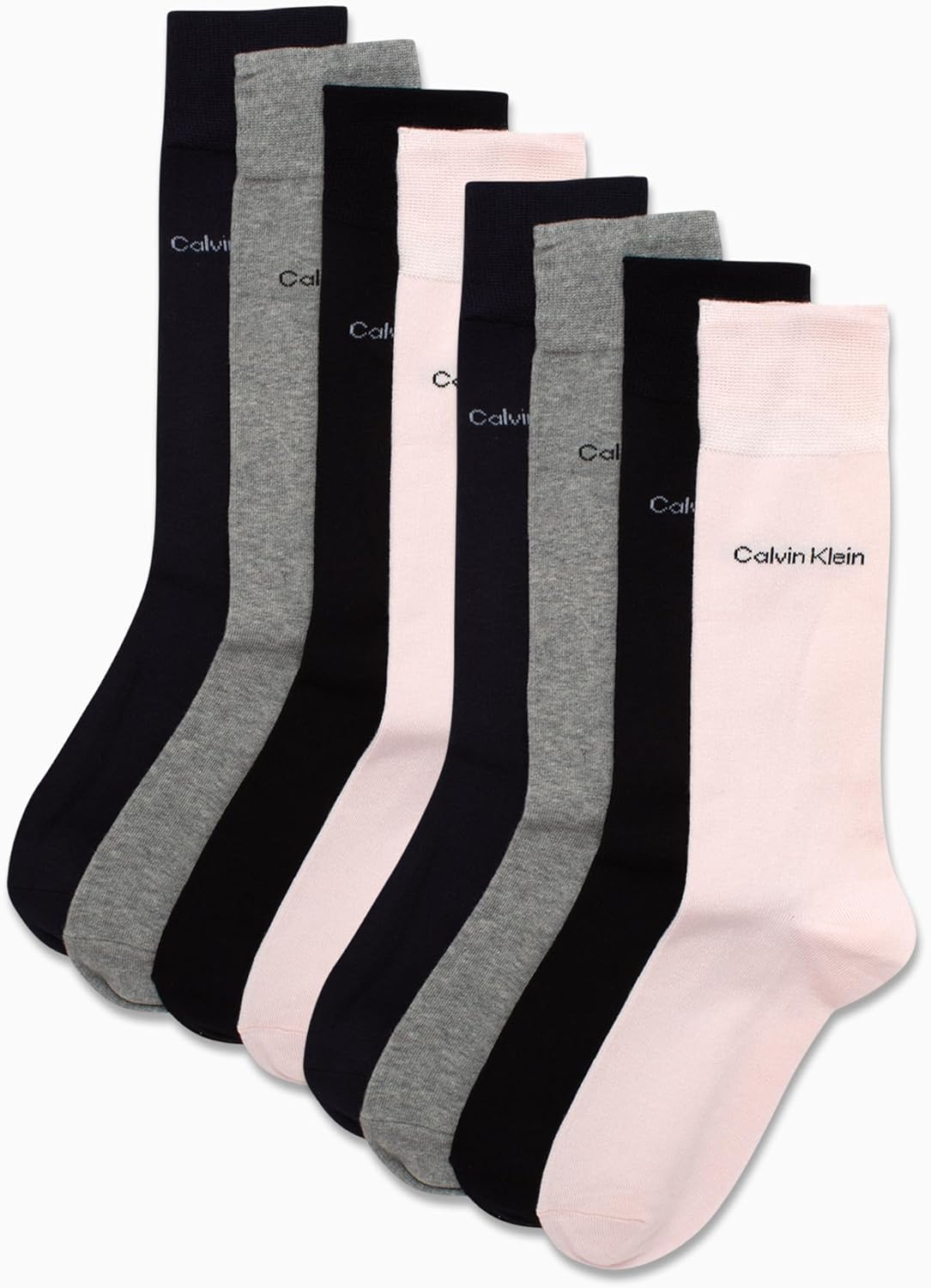 Мужские носки Calvin Klein под наряд - 8 пар дышащих рабочих носков из хлопковой смеси для мужчин, для повседневного делового и официального ношения, Pink Assorted — фото 2
