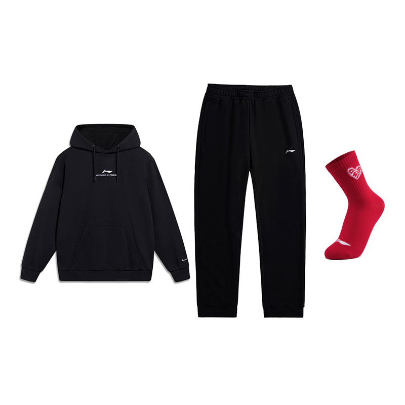 

Li Ning Casual Sportswear Men's Li-Ning, черный top+черный pants (includes socks)