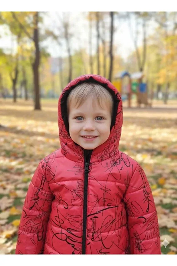 Детское пальто для девочек с принтом Dublino Kids, Red — фото 3