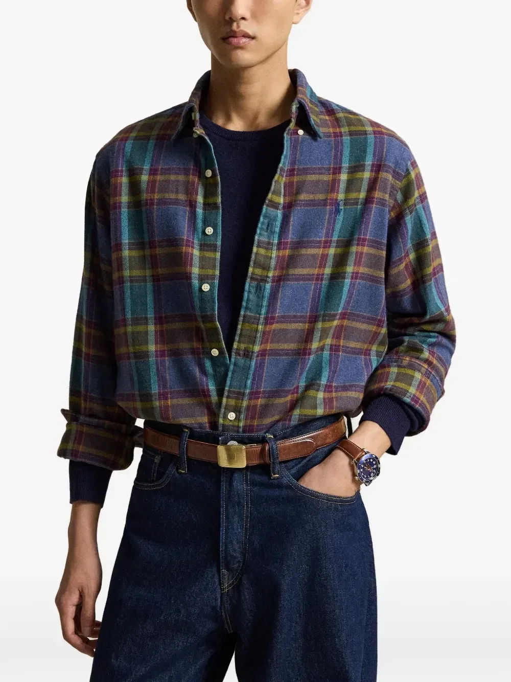 Фланелевая рубашка в клетку POLO RALPH LAUREN, синий — фото 3
