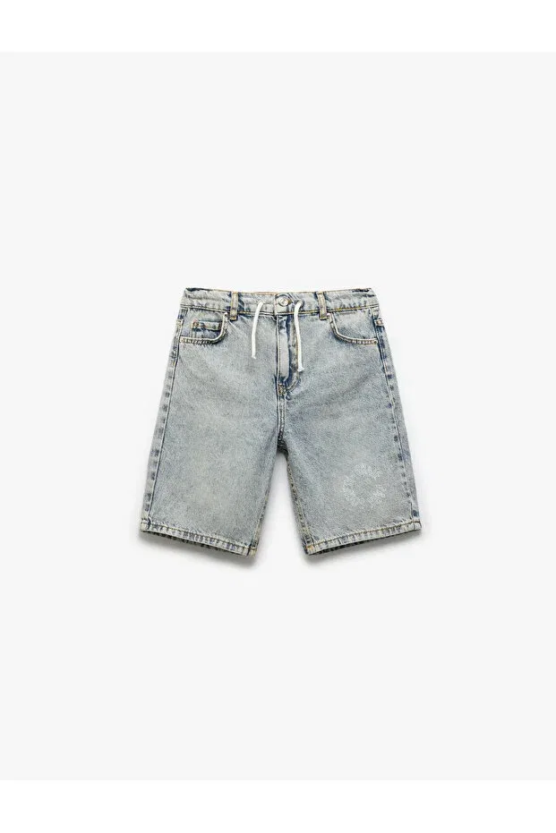 Детские шорты для мальчиков с завязками джинсовые Koton, Light Blue