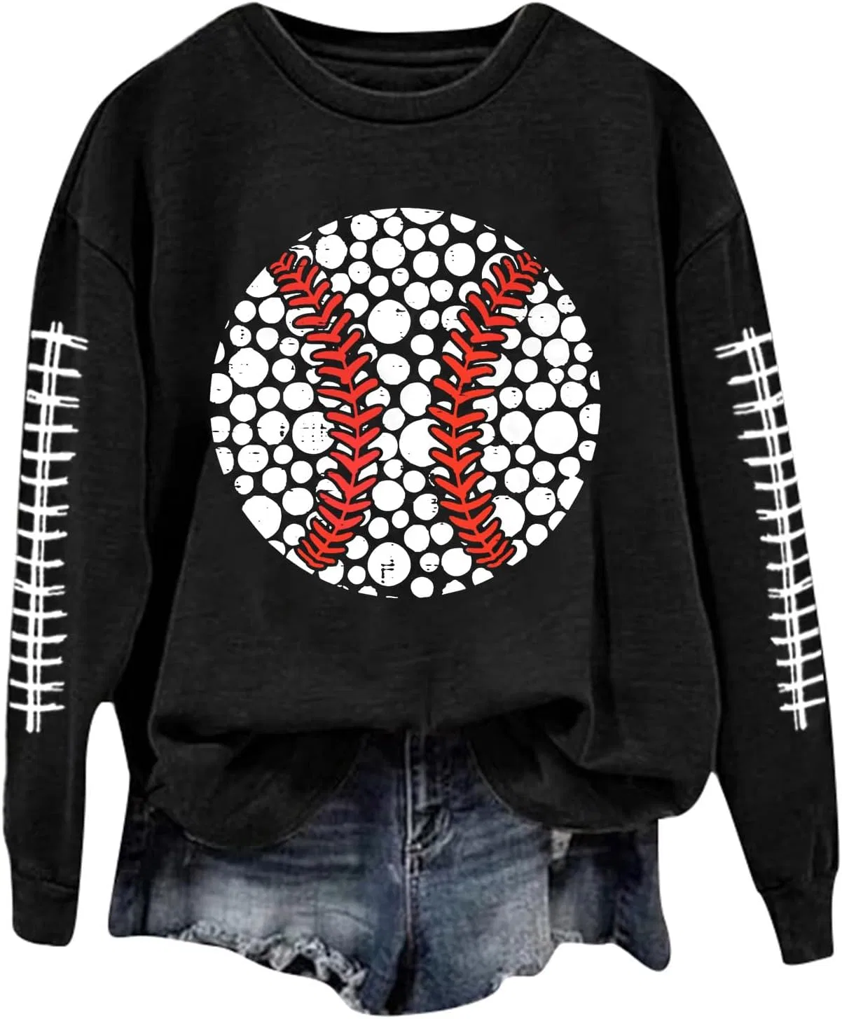 Женский свитшот с принтом, Dot Day Shirt, чёрный