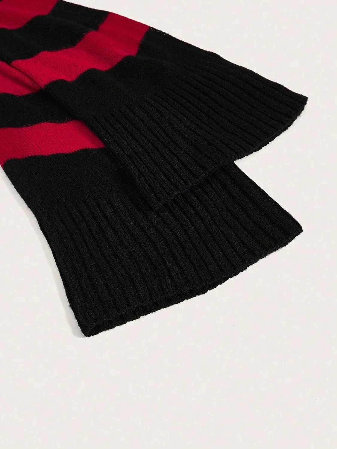 Женский свитшот с принтом, модель Striped Loose Round Neck Long Sleeve Cropped Pullover, мультиколор — фото 4