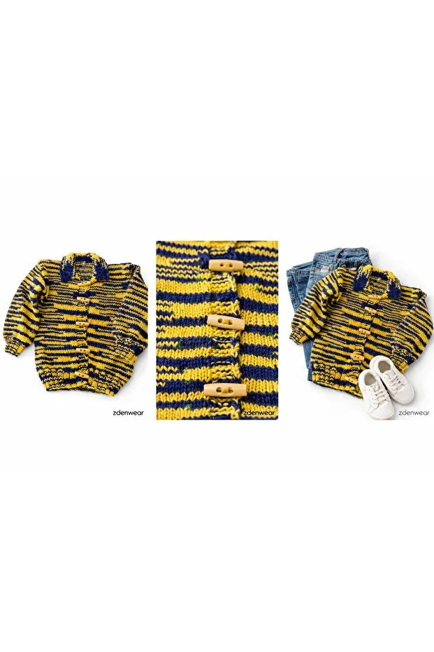 Детский кардиган с длинным рукавом Handmade hand-knitted fenerbahçe Zden Wear, Multicolor — фото 2
