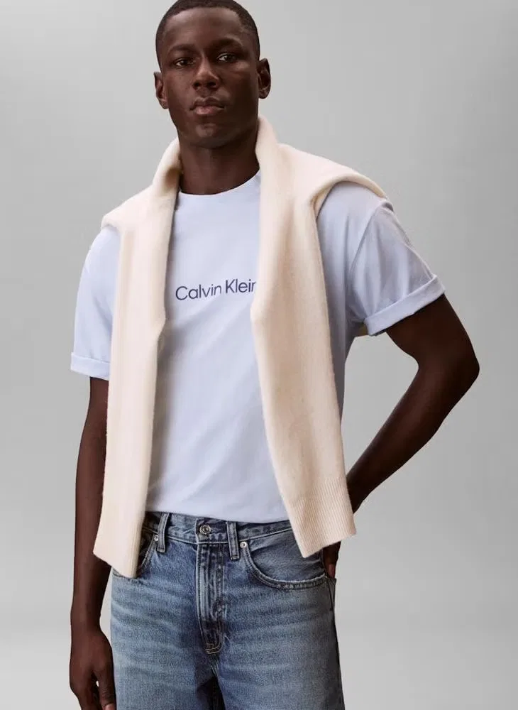 Футболка свободного кроя с логотипом Calvin Klein, голубой