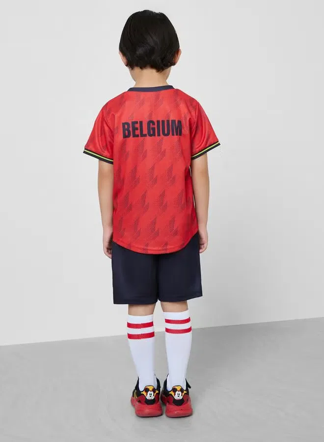 Комплект футболка и шорты с принтом Belgium FIFA футбольный Styli, красный — фото 3
