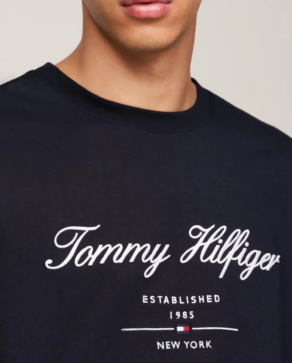 Мужская футболка с вышитым брендингом Tommy Hilfiger, Azul Marino — фото 3