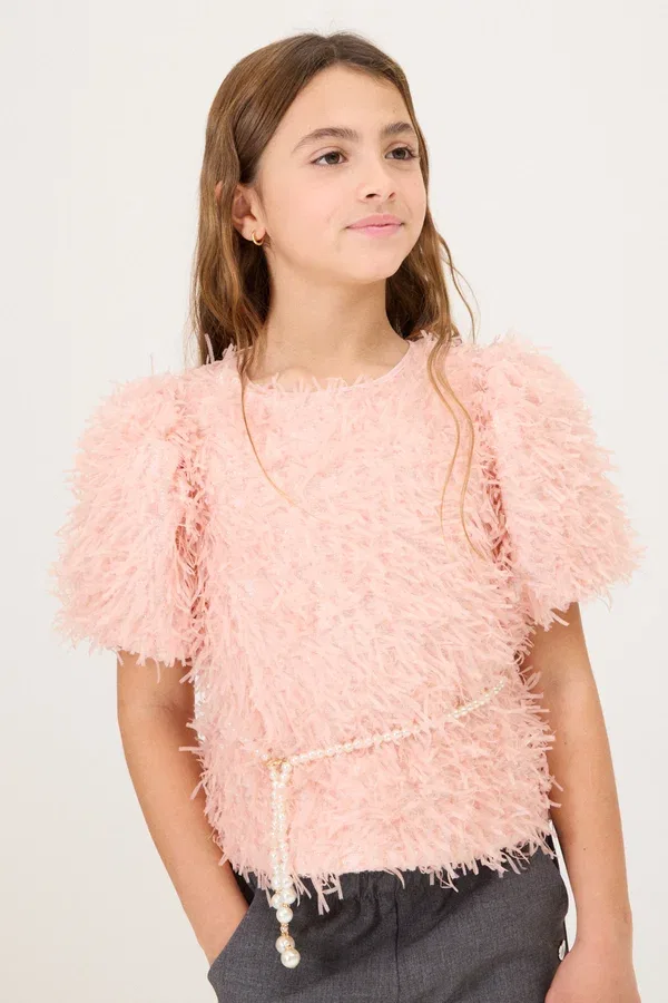 Топ с принтом и поясом Fancy Fring T-shirt Monnalisa, Lotus