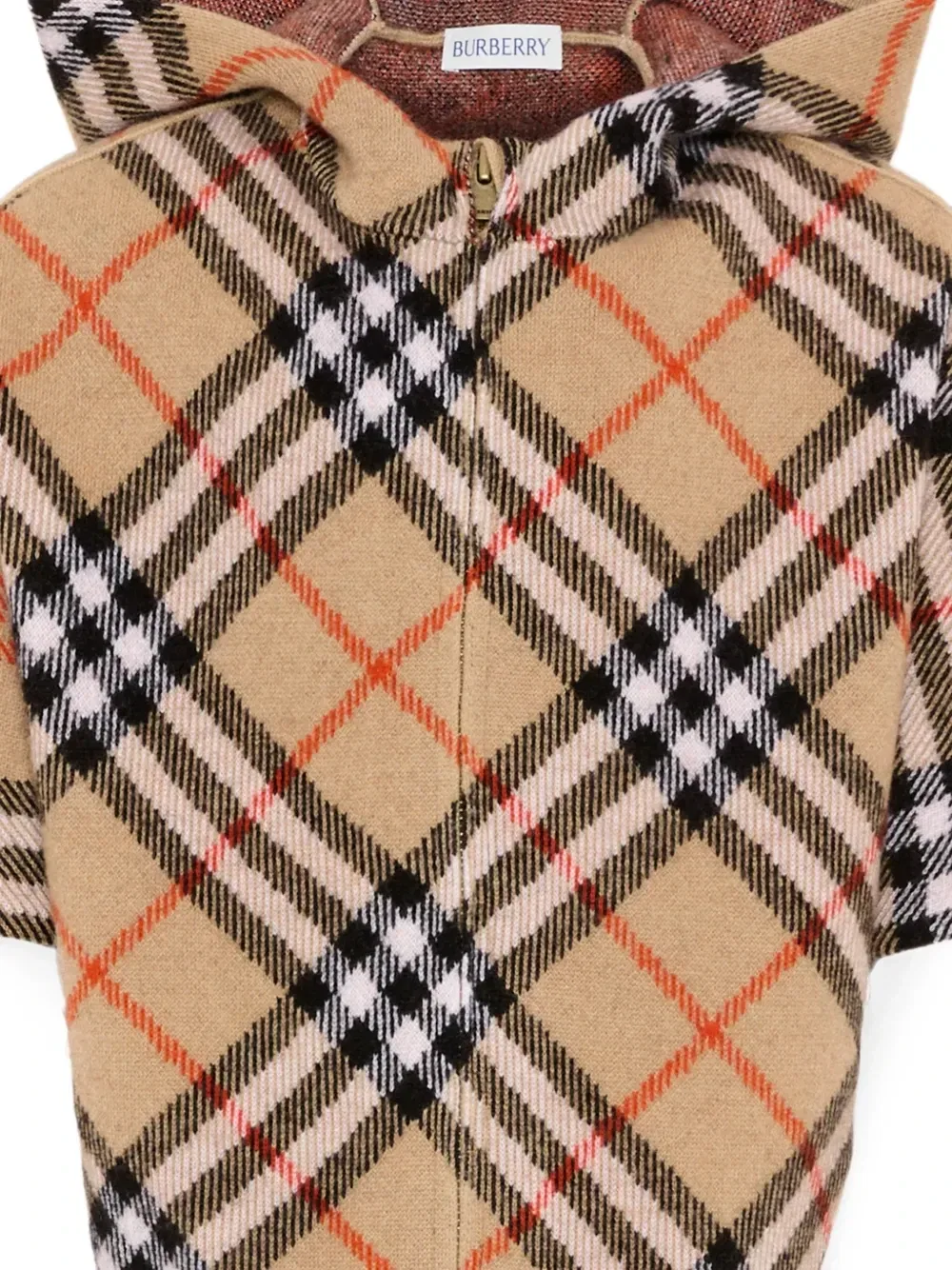 Пончо с капюшоном Burberry Kids, бежевый — фото 3