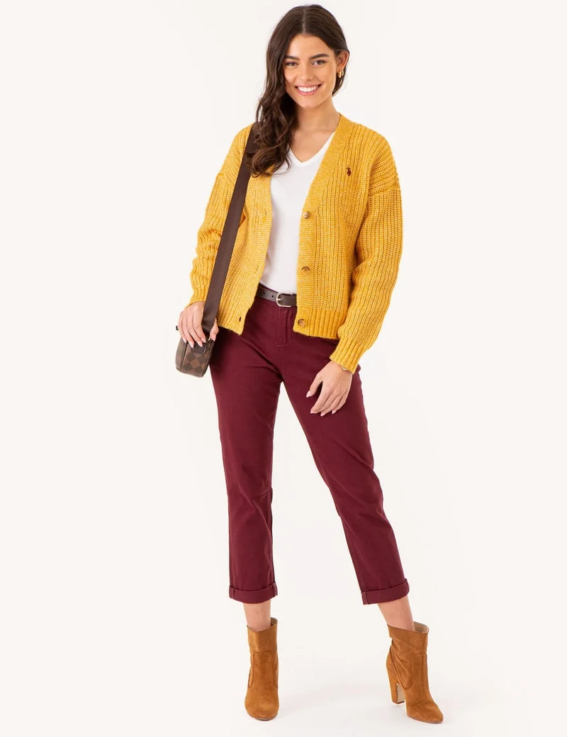 Женские брюки U.S. Polo Assn. Straight Chino, бордовый — фото 3