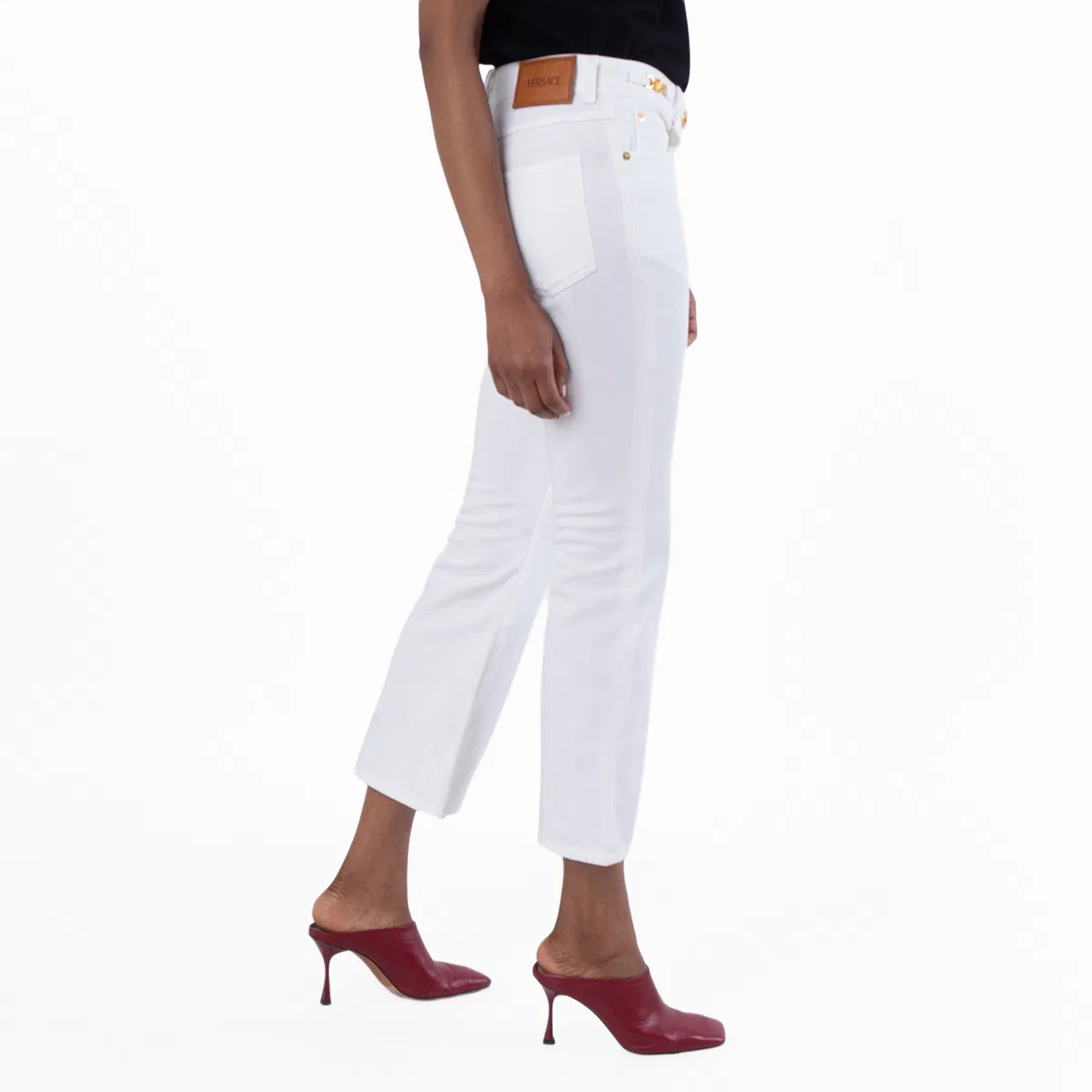 Джинсы клеш укороченные White Cropped Flared Jeans Versace, White — фото 3