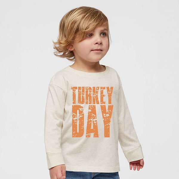 Футболка с длинным рукавом Turkey day block distressed для малышей The Juniper Shop, Natural — фото 3