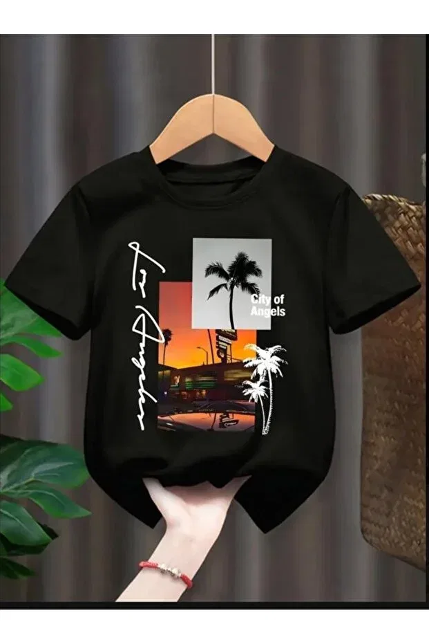 Детская футболка с принтом для мальчиков LA Printed T-Shirt Daxia, Losangeles