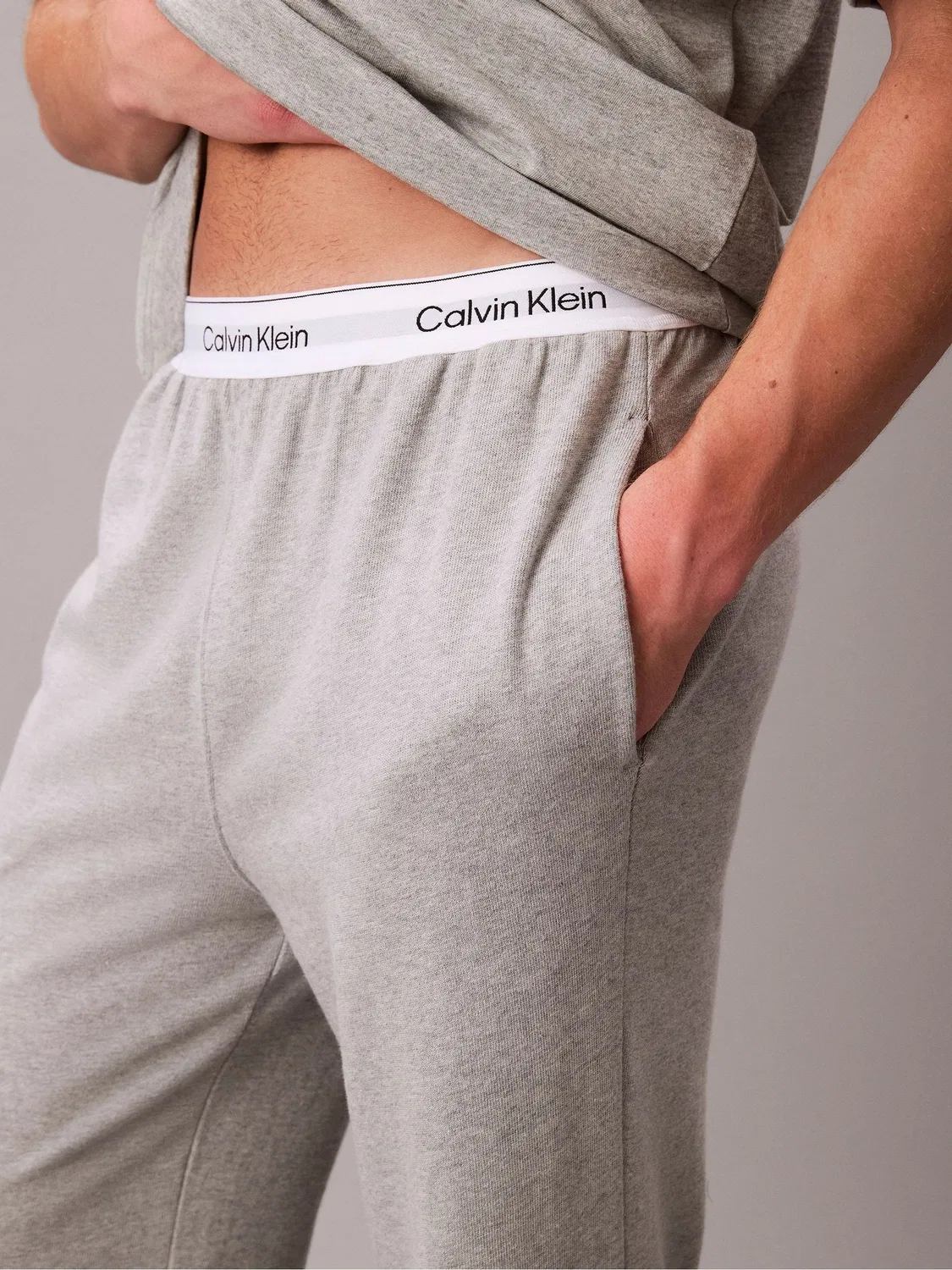 Пижамные брюки, мягкий джерси Calvin Klein, серые — фото 4