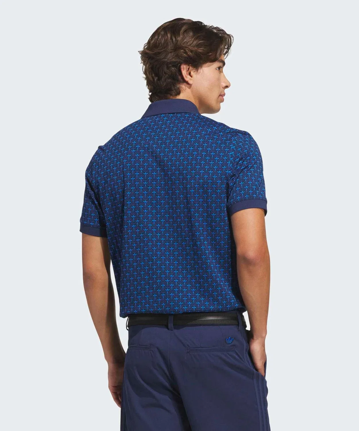 Мужская классическая футболка-поло с принтом Origimals All-Over Trefoil Polo Adidas, Blue Other 2 — фото 2
