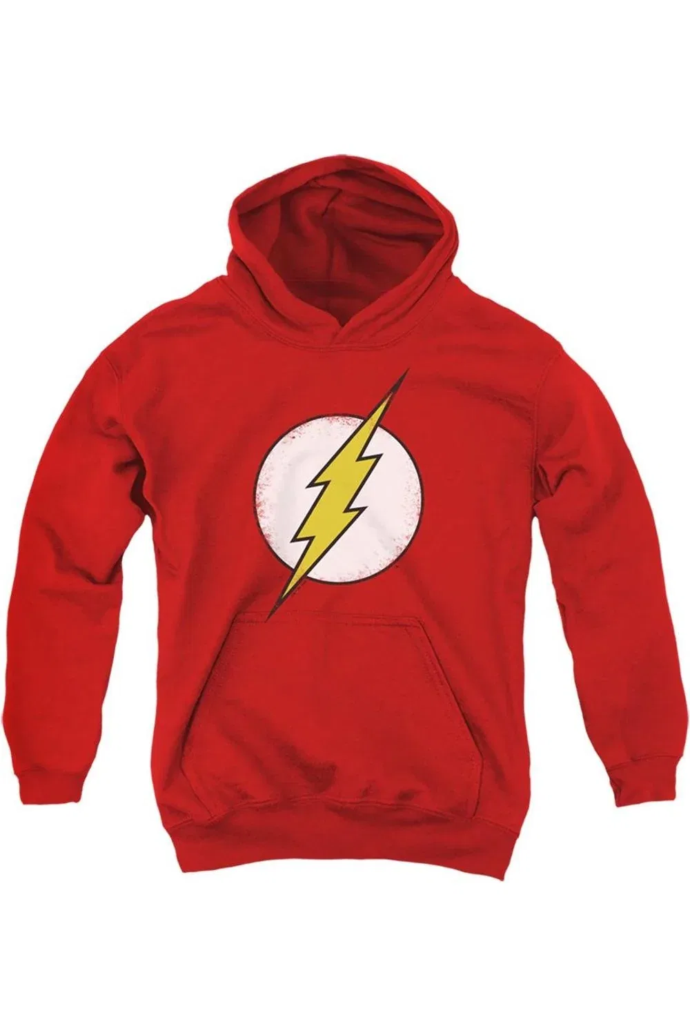 Детское худи с капюшоном с принтом The Flash Distressed Gildan, красный