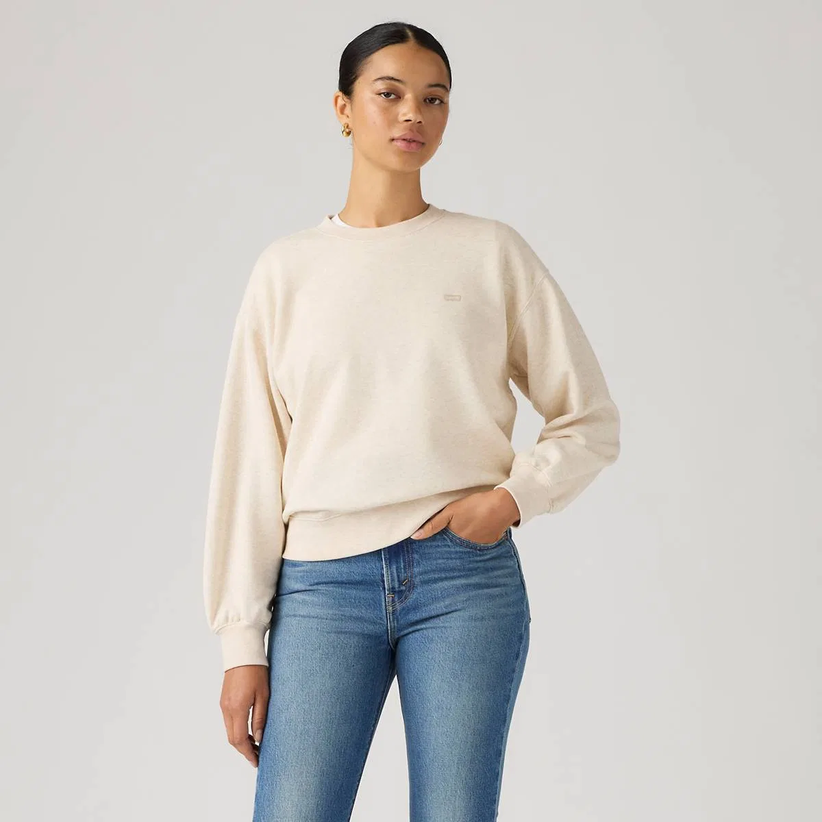 Повседневная толстовка с круглым вырезом Levi's, Oatmeal Heather - White — фото 3