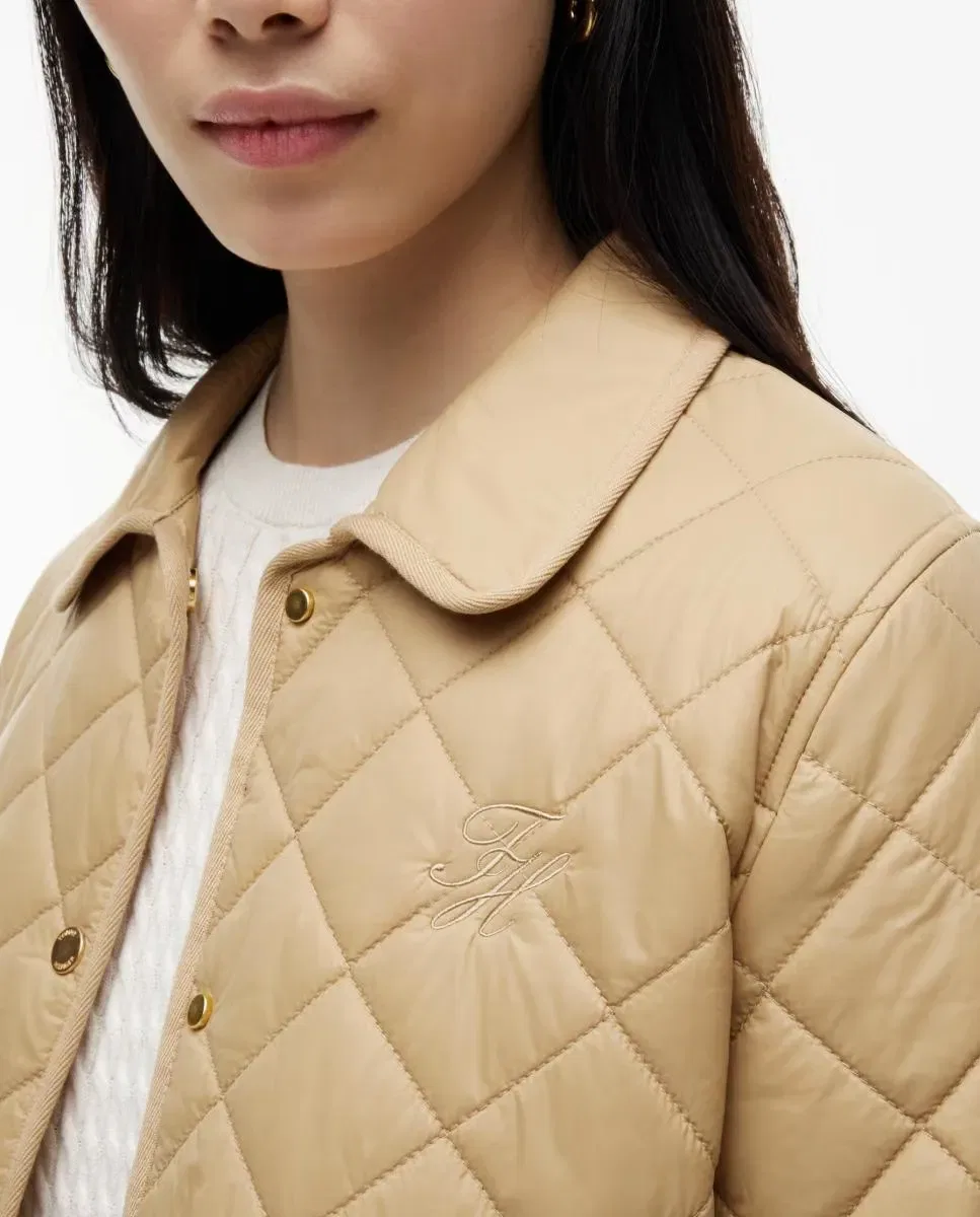 Женское стеганое пальто с ромбовидным узором Tommy Hilfiger, Camel — фото 3