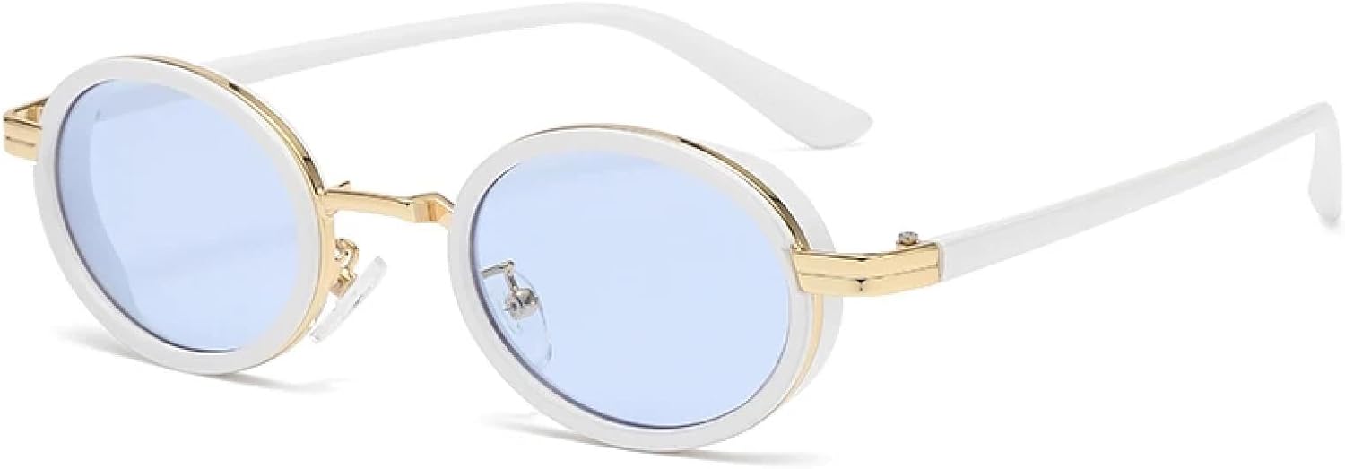 

Солнцезащитные очки с защитой от УФ-излучения UV400 | Овальная металлическая оправа в стиле панк | Для женщин и мужчин, для занятий спортом на открытом воздухе и вождения DSVIGF, White Blue